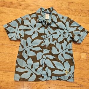 Gymboree Boys Hawaiian Shirt Blue And Green Size 6 100% Cotton